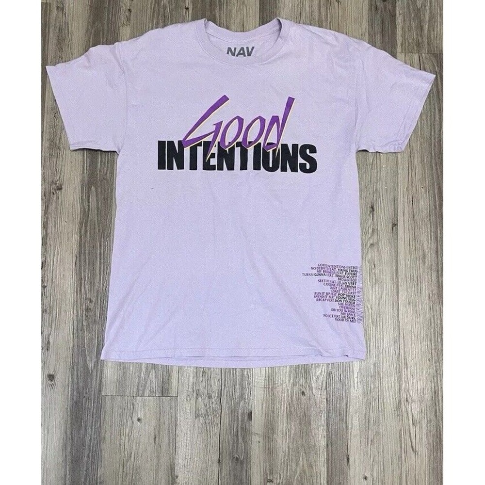 Nav x VLONE Good Intentions Doves Hip Hop Rap Tour Merch Tee in Lavender L
